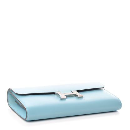 Hermes Tadelakt Lizard Constance Long Wallet Bleu Atoll Ficelle 4 of 16