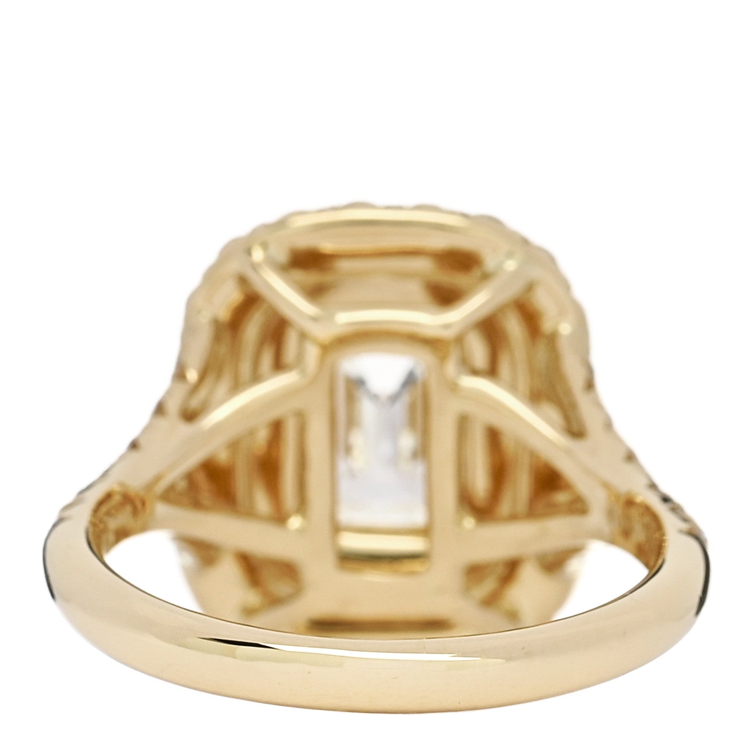 Parker & West by FASHIONPHILE 18K Yellow Gold Diamond 1.29ct Emerald Cut Double Halo Pave Engagement Ring 50 5.25 4 of 9