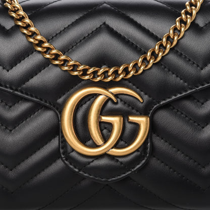 Gucci Calfskin Matelasse GG Marmont Chain Wallet Black 10 of 10