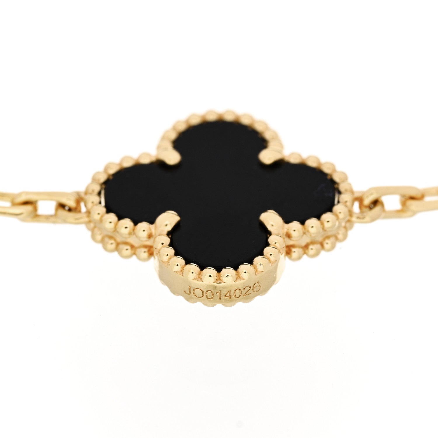 Van Cleef & Arpels 18K Yellow Gold Black Onyx 5 Motifs Vintage Alhambra Bracelet 3 of 5