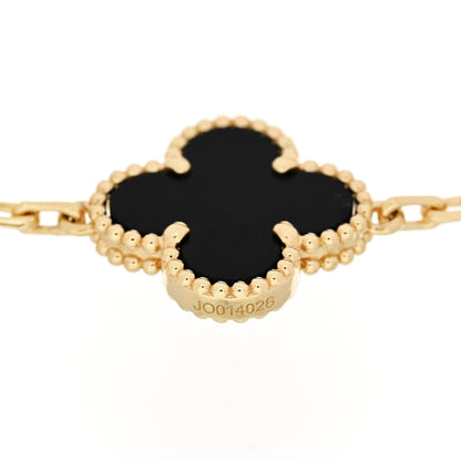 Van Cleef & Arpels 18K Yellow Gold Black Onyx 5 Motifs Vintage Alhambra Bracelet 3 of 5