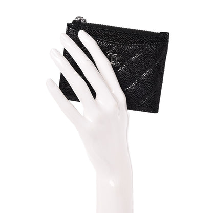 Chanel Caviar Quilted CC Zip Card Holder Black 2 of 8
