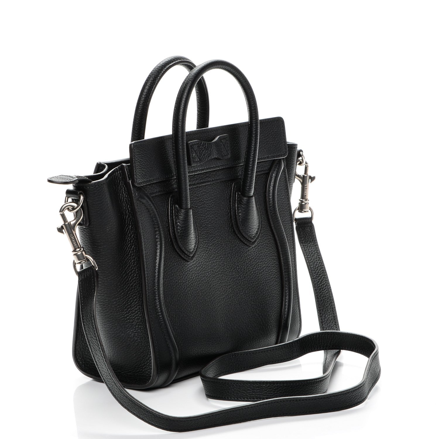Celine Drummed Calfskin Nano Luggage Black 3 of 6