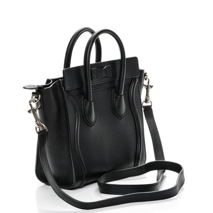 Celine Drummed Calfskin Nano Luggage Black 3 of 6
