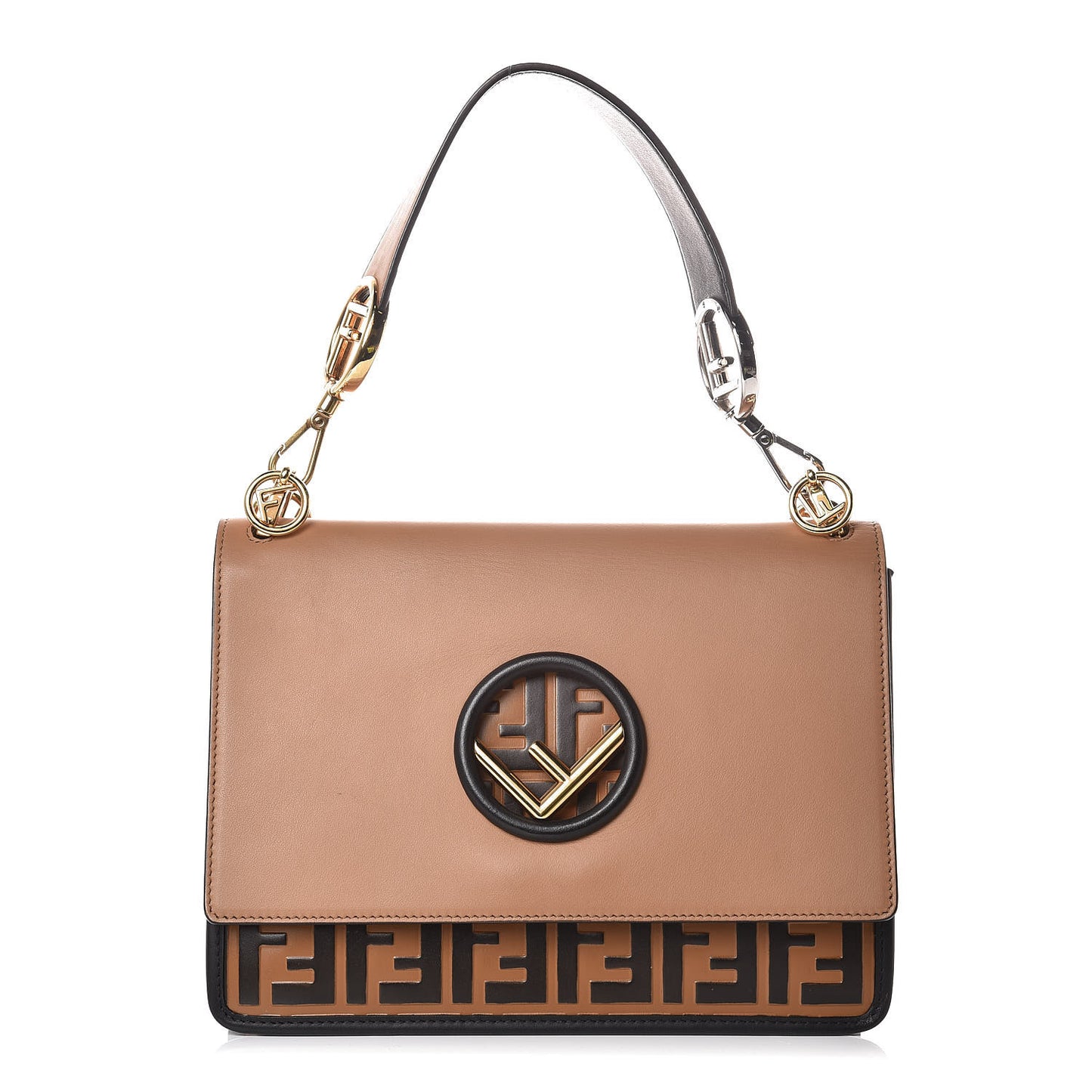 Vitello Century F is Fendi FF Embossed Kan I Shoulder Bag Orzo Tobacco