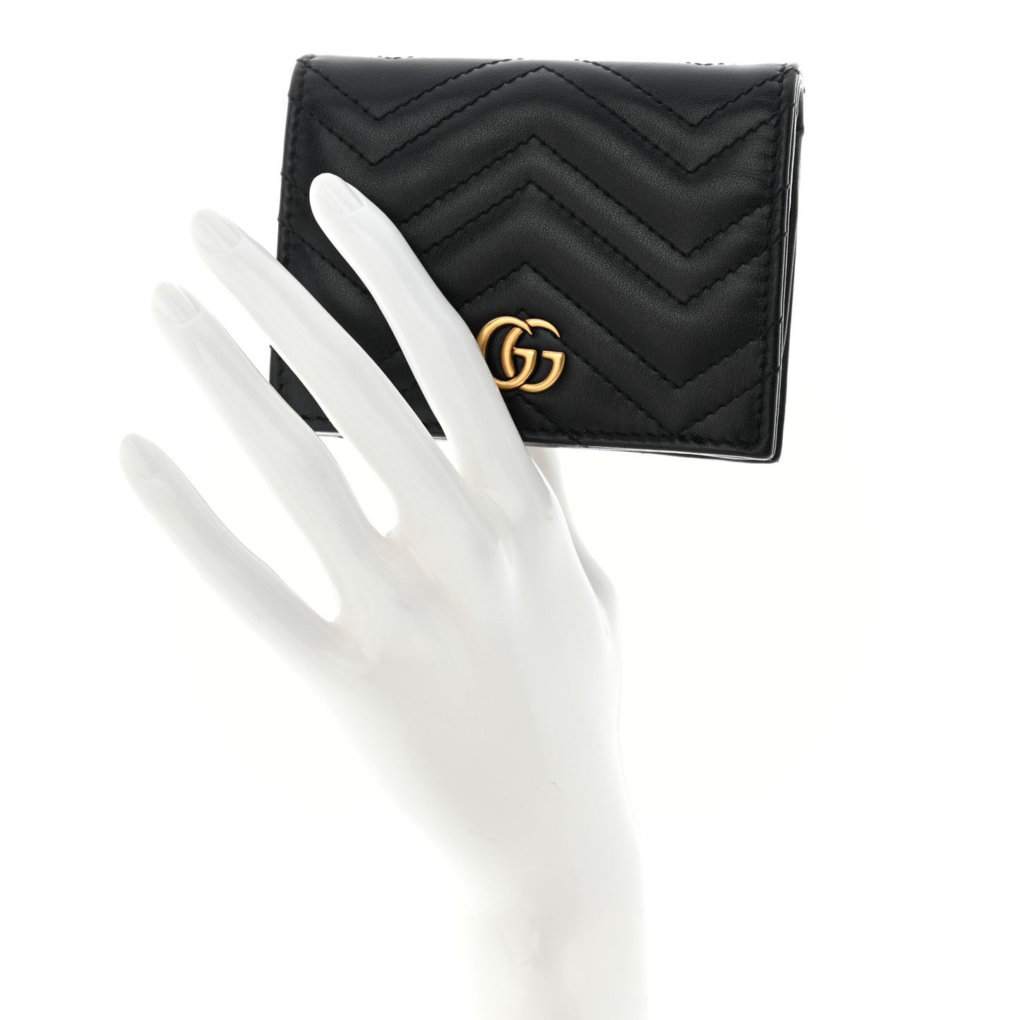 Calfskin Matelasse GG Marmont Card Case Black