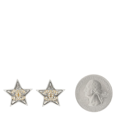 Chanel Crystal CC Star Earrings Silver 2 of 4