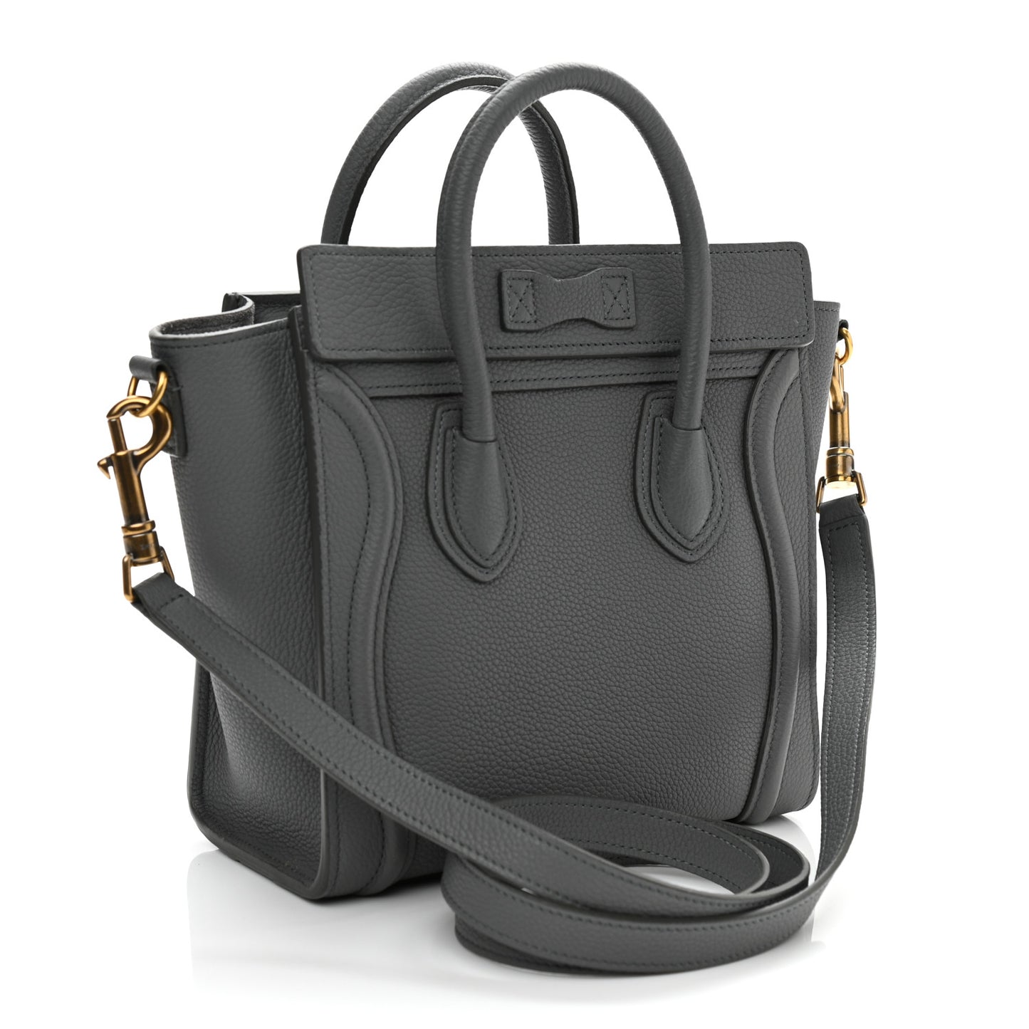 Baby Drummed Calfskin Nano Luggage Kohl