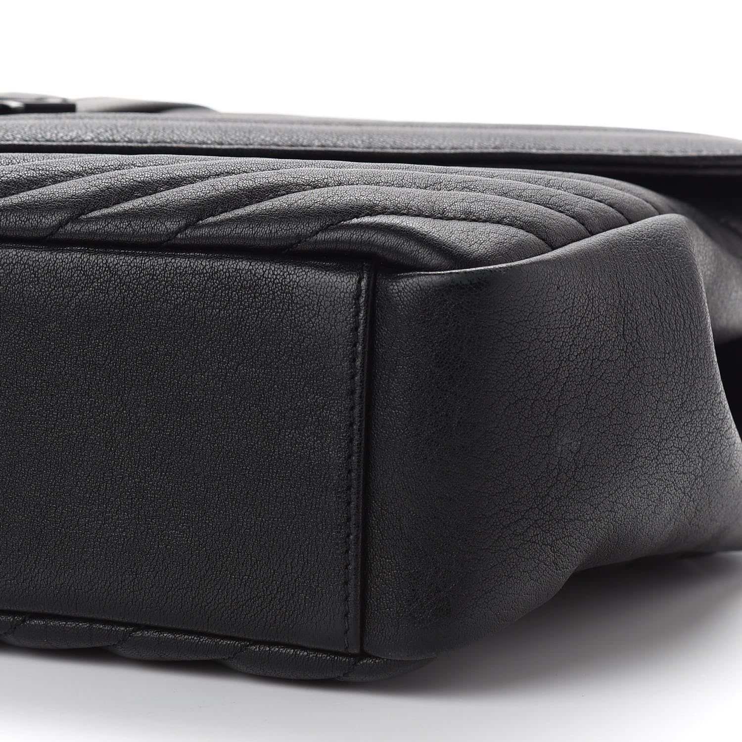 Saint Laurent Sheepskin Matelasse Chevron Monogram Monochrome Large College Satchel Black 15 of 18