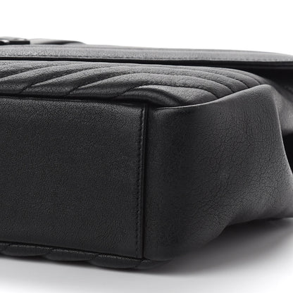 Saint Laurent Sheepskin Matelasse Chevron Monogram Monochrome Large College Satchel Black 15 of 18