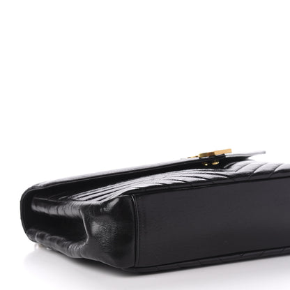 Saint Laurent Cracked Shiny Calfskin Matelasse Chevron Monogram Large College Satchel Black 6 of 11