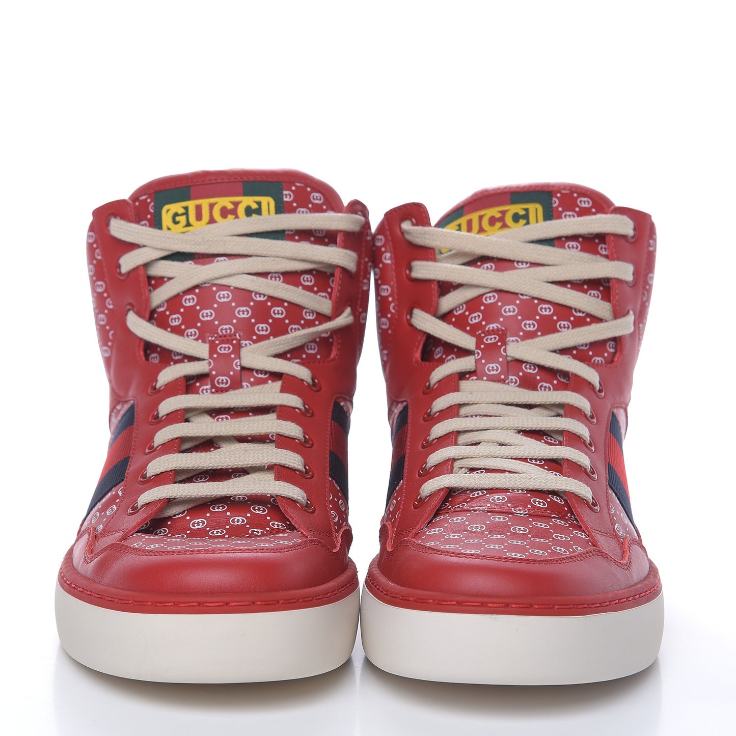 X DAPPER DAN Calfskin GG Micro Monogram Mens High Top Sneakers 9 Hibiscus Red