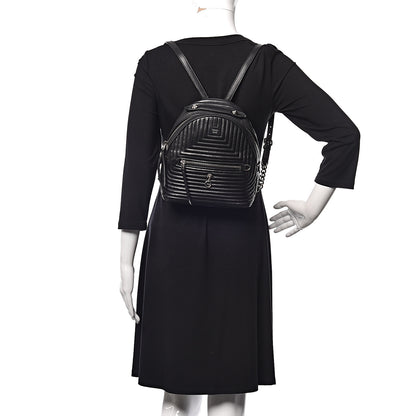 Fendi Shiny Nappa Trapuntata Mini Backpack Black 2 of 9