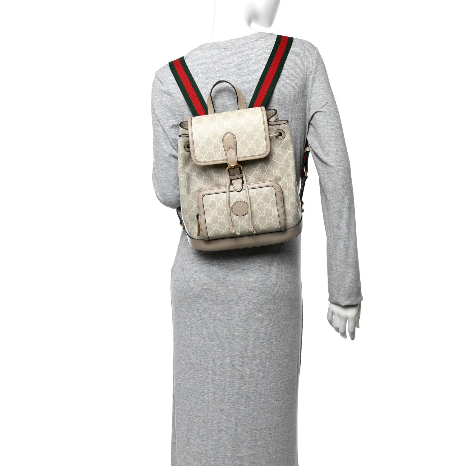 Gucci GG Supreme Monogram Azalea Calfskin Retro Interlocking G Buckle Backpack Beige Mystic White 2 of 11