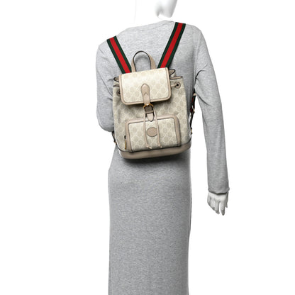 Gucci GG Supreme Monogram Azalea Calfskin Retro Interlocking G Buckle Backpack Beige Mystic White 2 of 11