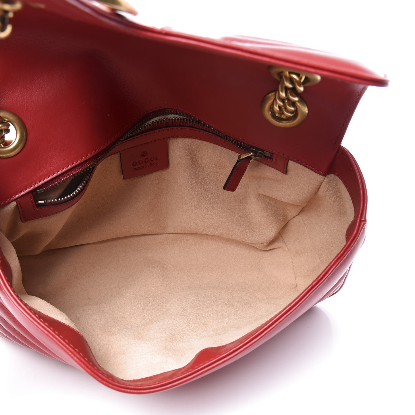 Calfskin Matelasse Small GG Marmont Shoulder Bag Hibiscus Red