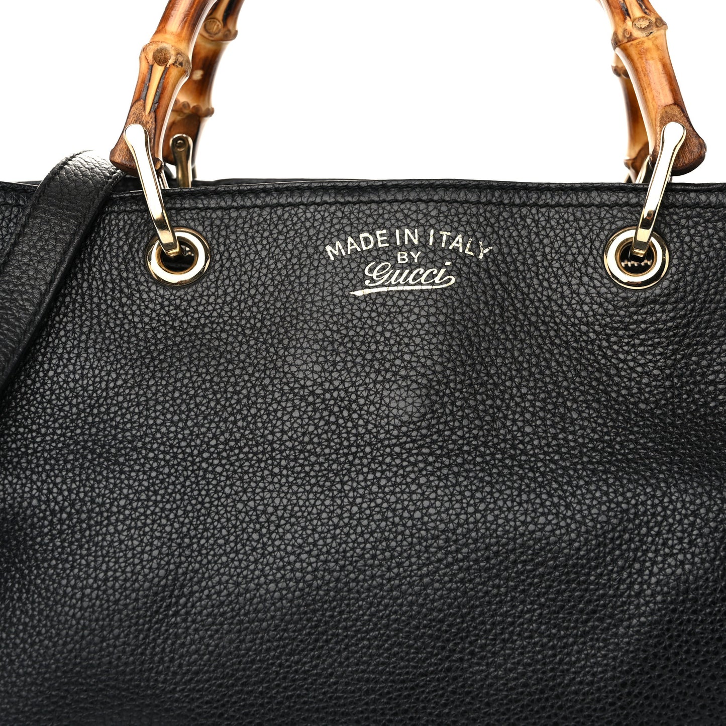 Pebbled Calfskin Medium Bamboo Shopper Tote Black