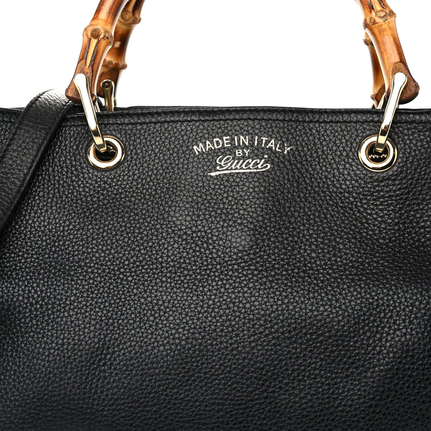 Gucci Pebbled Calfskin Medium Bamboo Shopper Tote Black 9 of 12