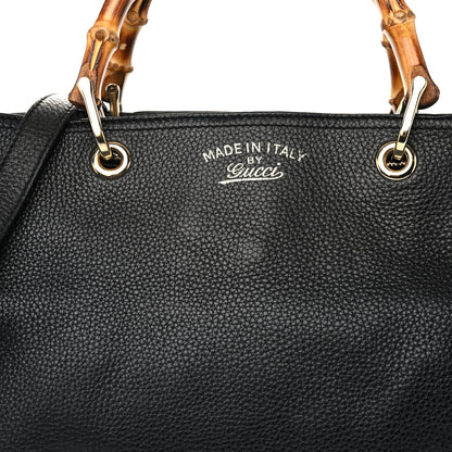 Gucci Pebbled Calfskin Medium Bamboo Shopper Tote Black 9 of 12