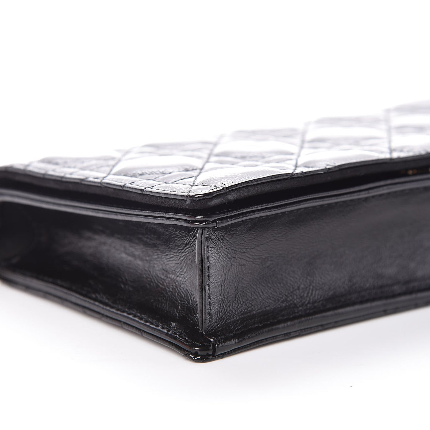 Crinkled Patent Cannage Lady Dior Clutch Black