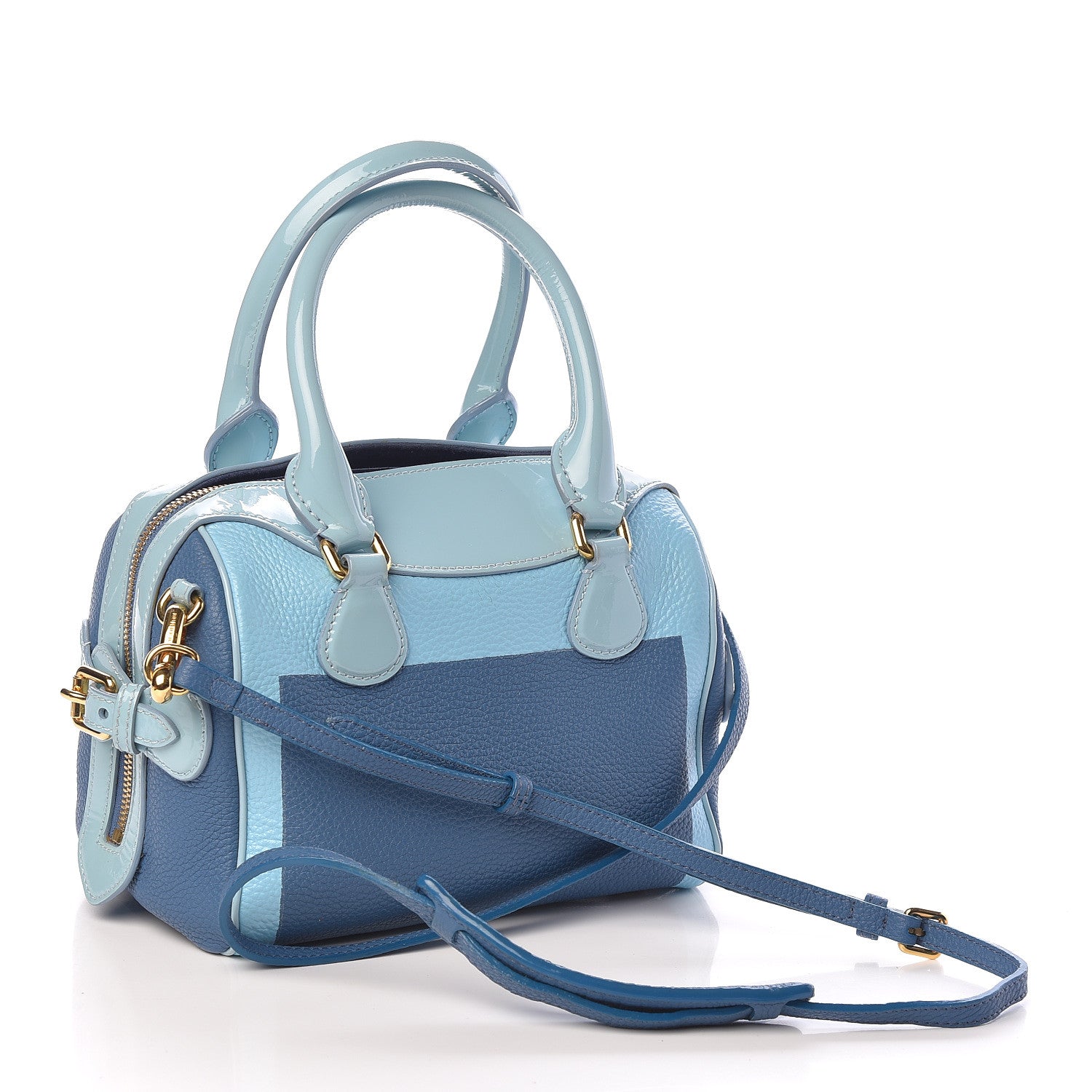 Burberry Grained Calfskin Little Bee Bowling Bag Blue 3 of 9