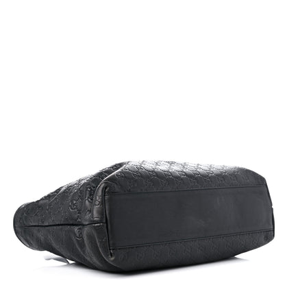 Gucci Guccissima Medium Zippered Shopping Tote Black 4 of 16