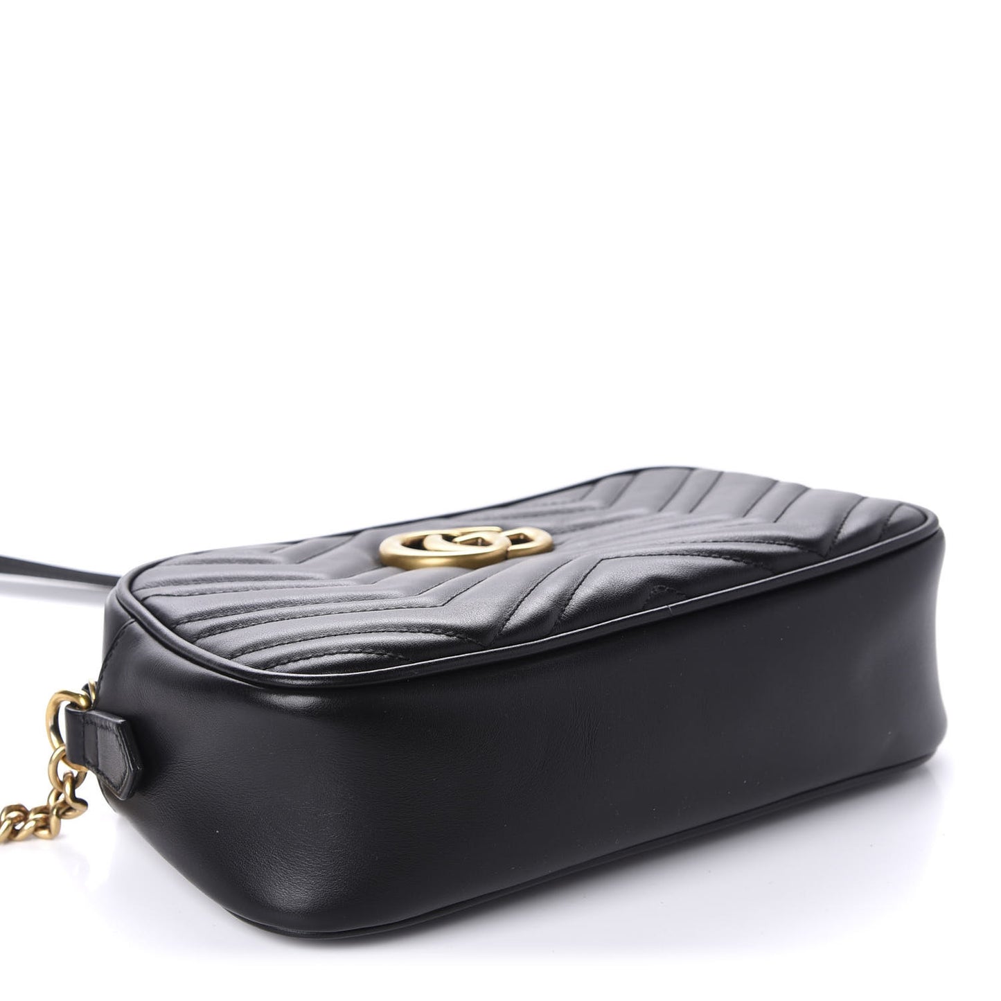 Calfskin Matelasse Small GG Marmont Chain Shoulder Bag Black