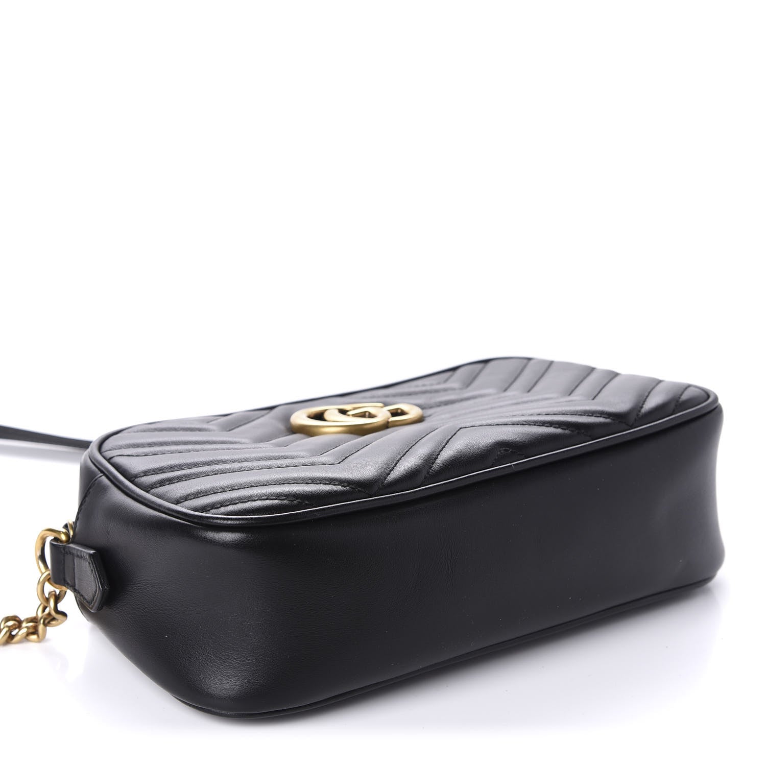 Gucci Calfskin Matelasse Small GG Marmont Chain Shoulder Bag Black 4 of 10