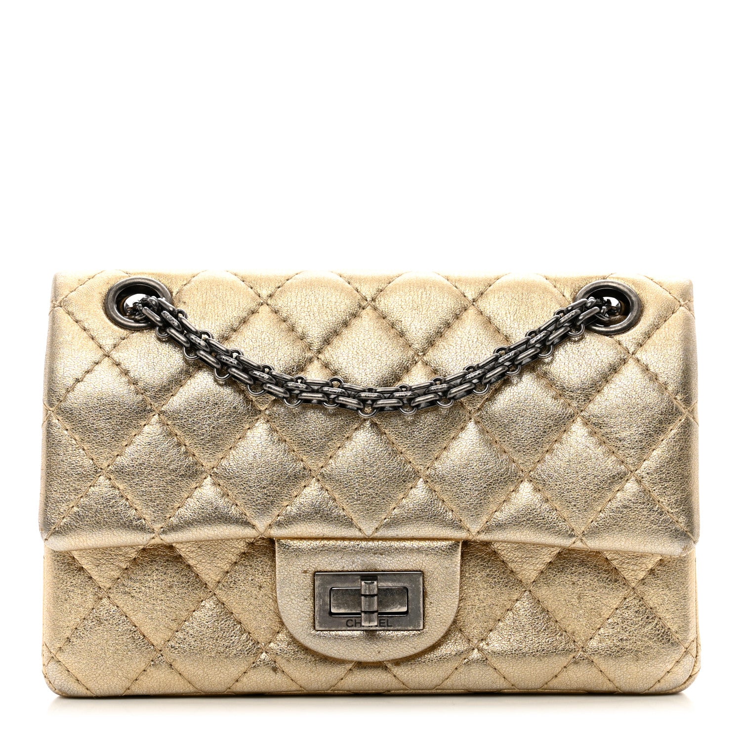 Chanel Metallic Lambskin Quilted 2.55 Reissue 224 Flap Gold 1 of 15