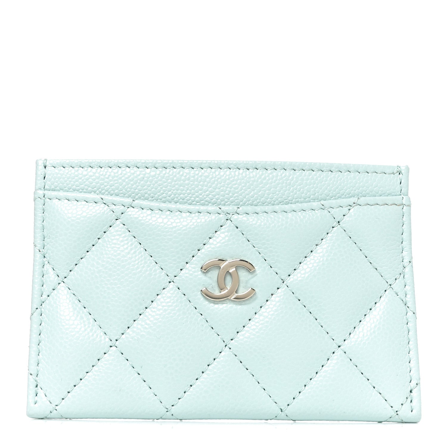 Chanel Caviar Quilted Card Holder Light Blue 1 of 9