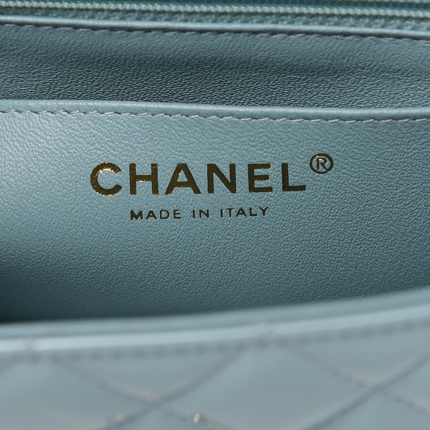 Chanel Patent Calfskin Quilted Mini Rectangular Flap Light Blue 6 of 10