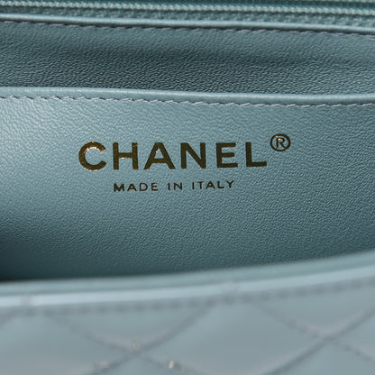 Chanel Patent Calfskin Quilted Mini Rectangular Flap Light Blue 6 of 10