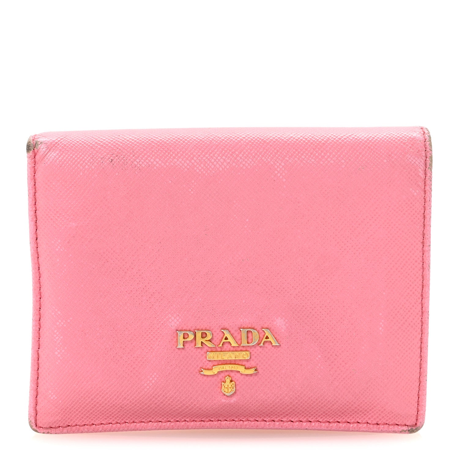 Prada Saffiano Metal Compact Snap Bi-Fold Wallet Geranio 1 of 7