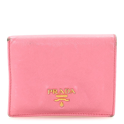 Prada Saffiano Metal Compact Snap Bi-Fold Wallet Geranio 1 of 7