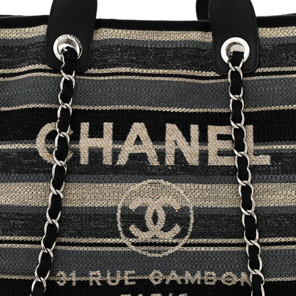 Chanel Striped Canvas Medium Deauville Tote Black 8 of 11