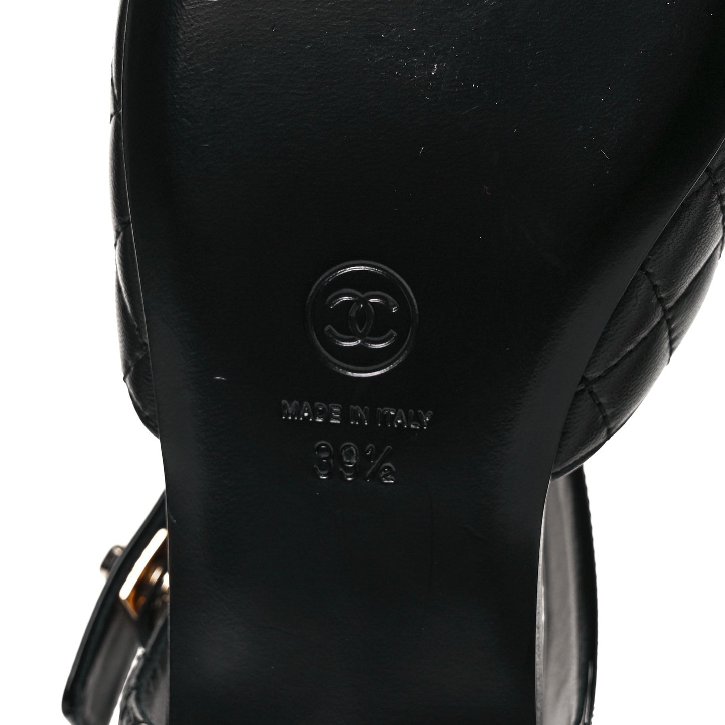 Patent Lambskin Quilted Cap Toe Ballerina Flats 39.5 Black