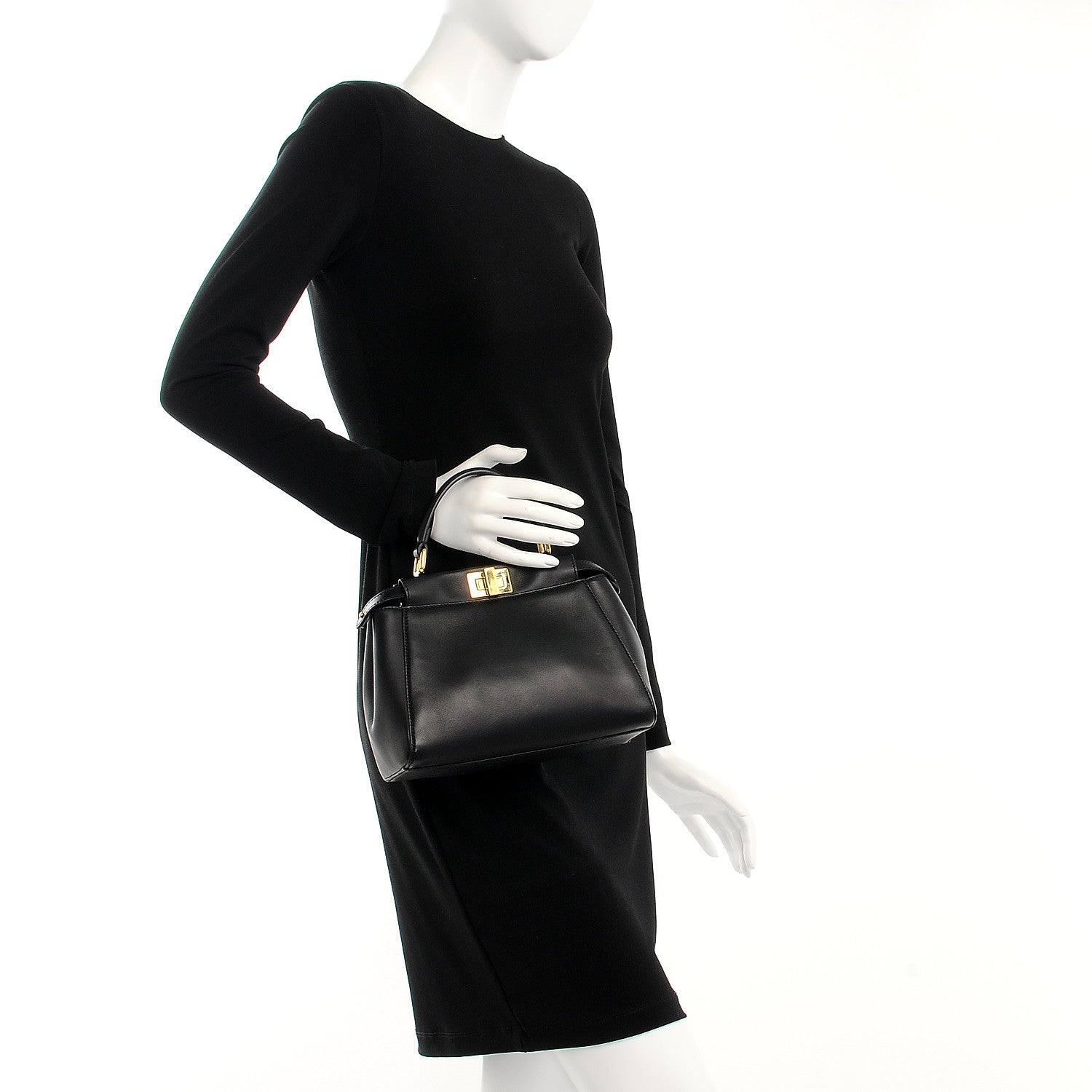 Fendi Nappa Mini Peekaboo Iconic Satchel Black 3 of 9