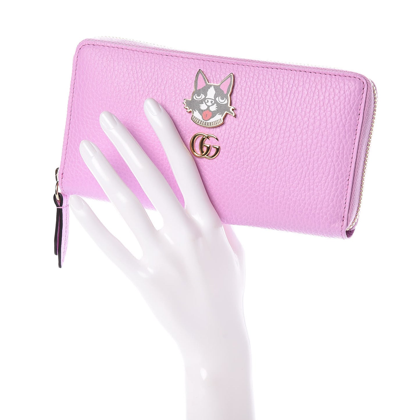 Dollar Calfskin GG Marmont Bosco Zip Around Wallet Malva