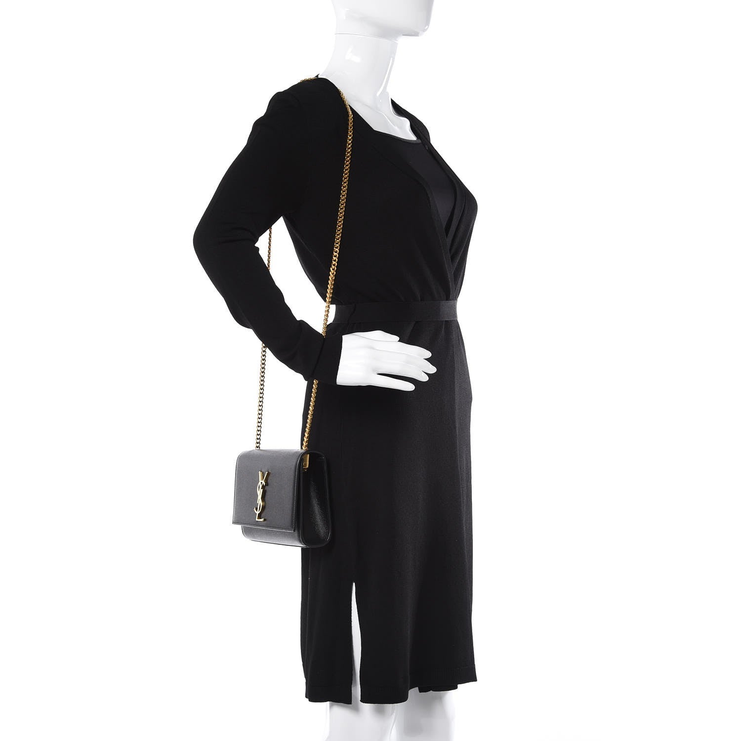Saint Laurent Grain De Poudre Small Monogram Kate Satchel Black 2 of 7