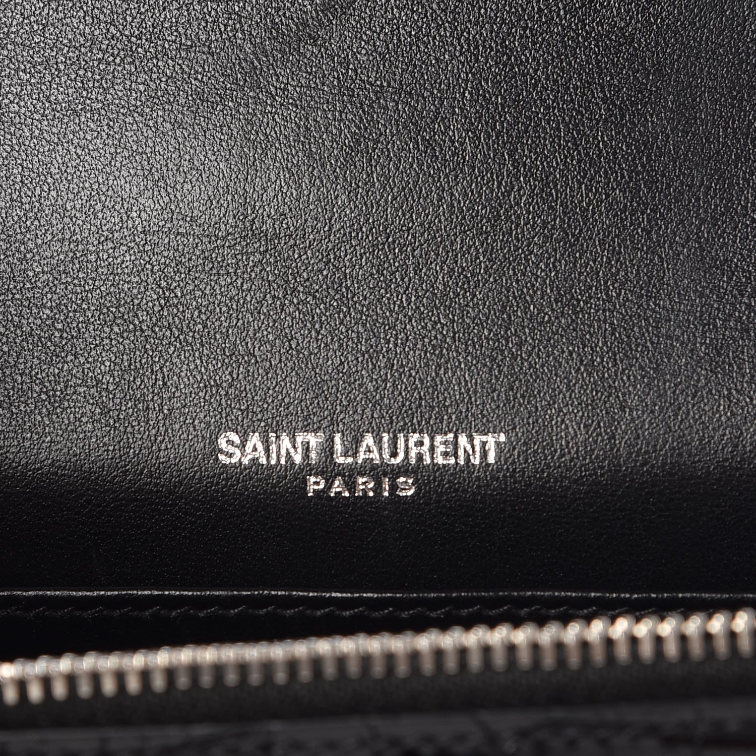 Saint Laurent Calfskin Crocodile Embossed Monogram Sunset Chain Wallet Black 6 of 11