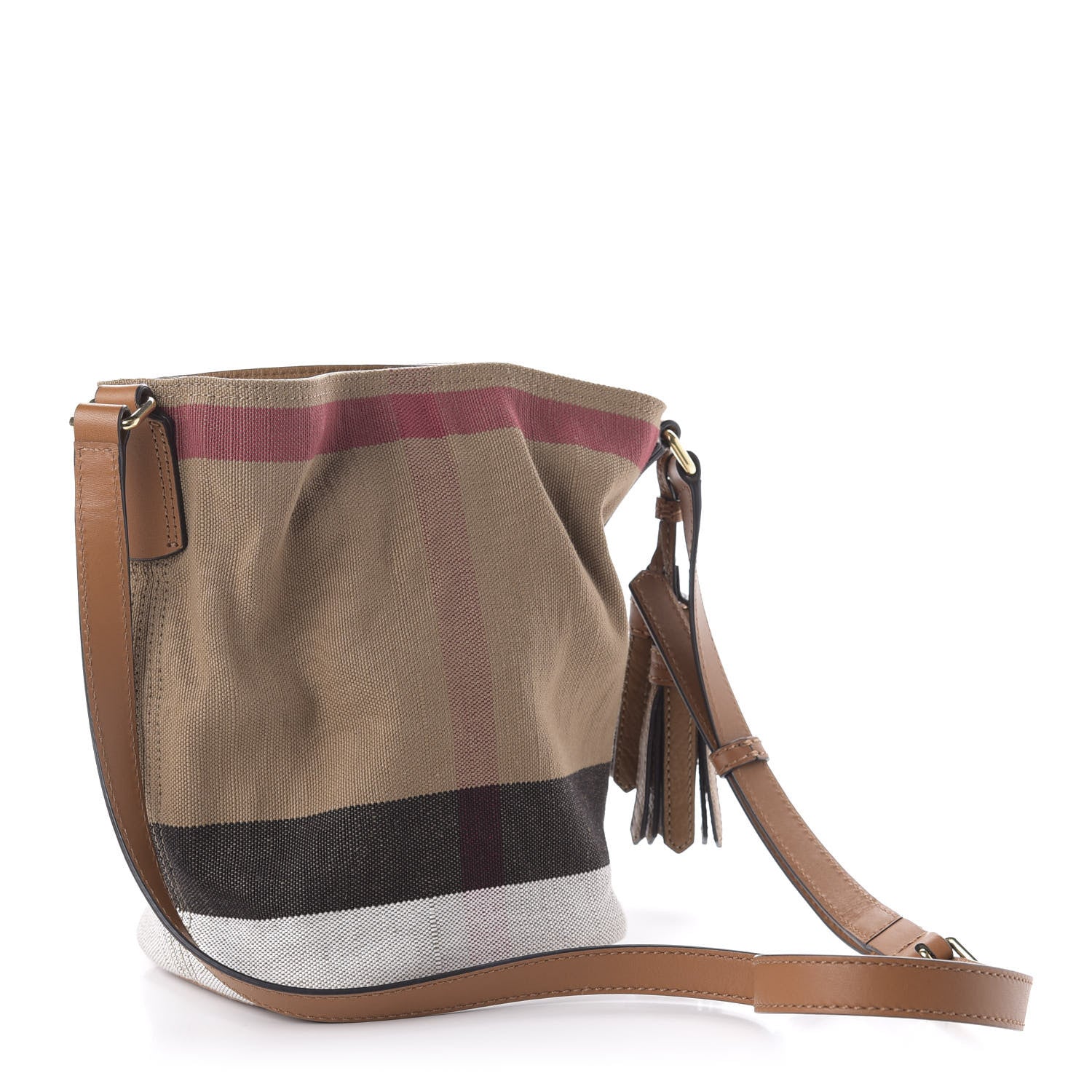 Burberry Canvas Mega Check Mini Ashby Tassel Crossbody Saddle Brown 3 of 8