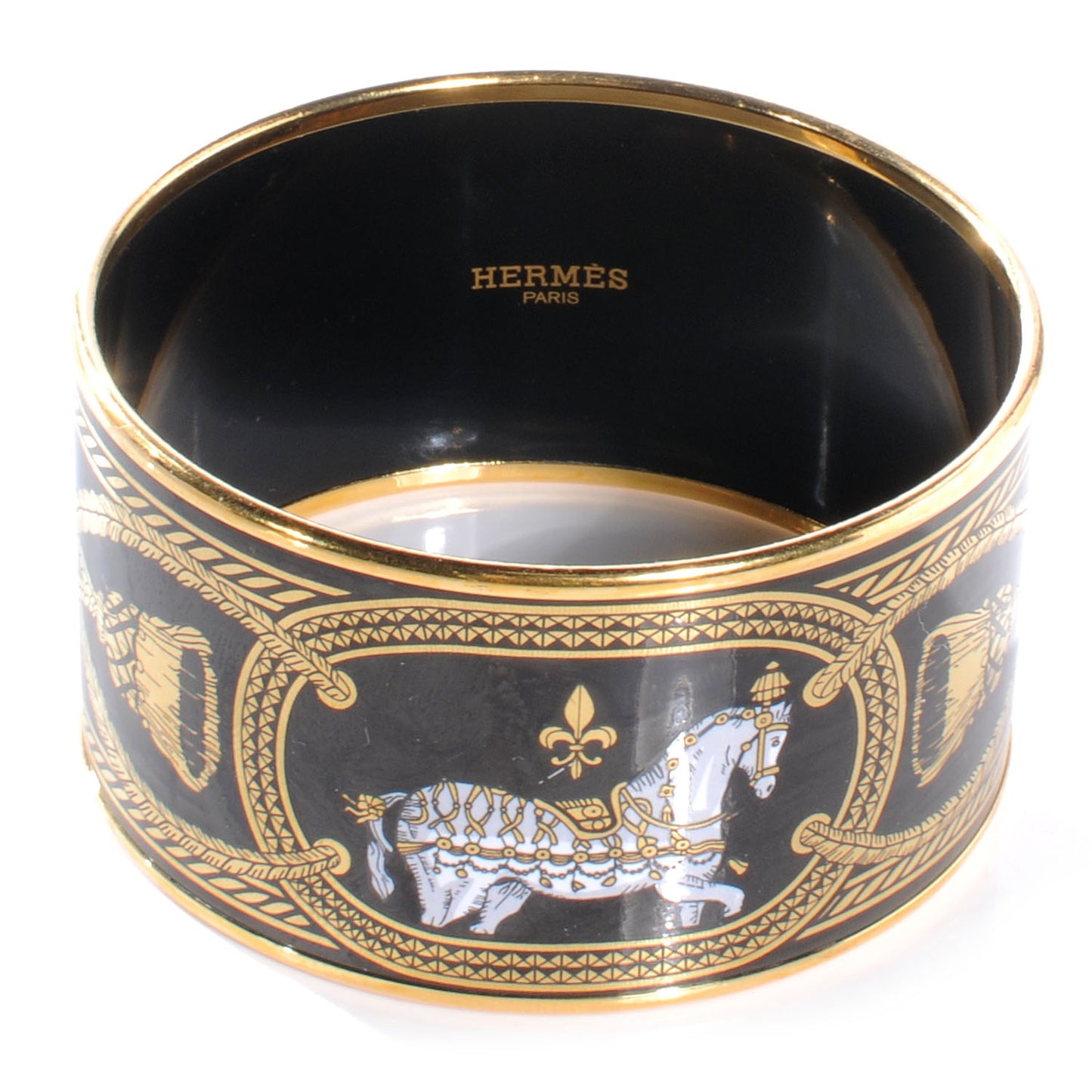 Enamel Printed Grand Apparat Extra Wide Bracelet 65 Noir