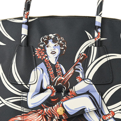 Prada Saffiano Print Hawaiian Girl Front Pocket Tote Smeraldo 8 of 14