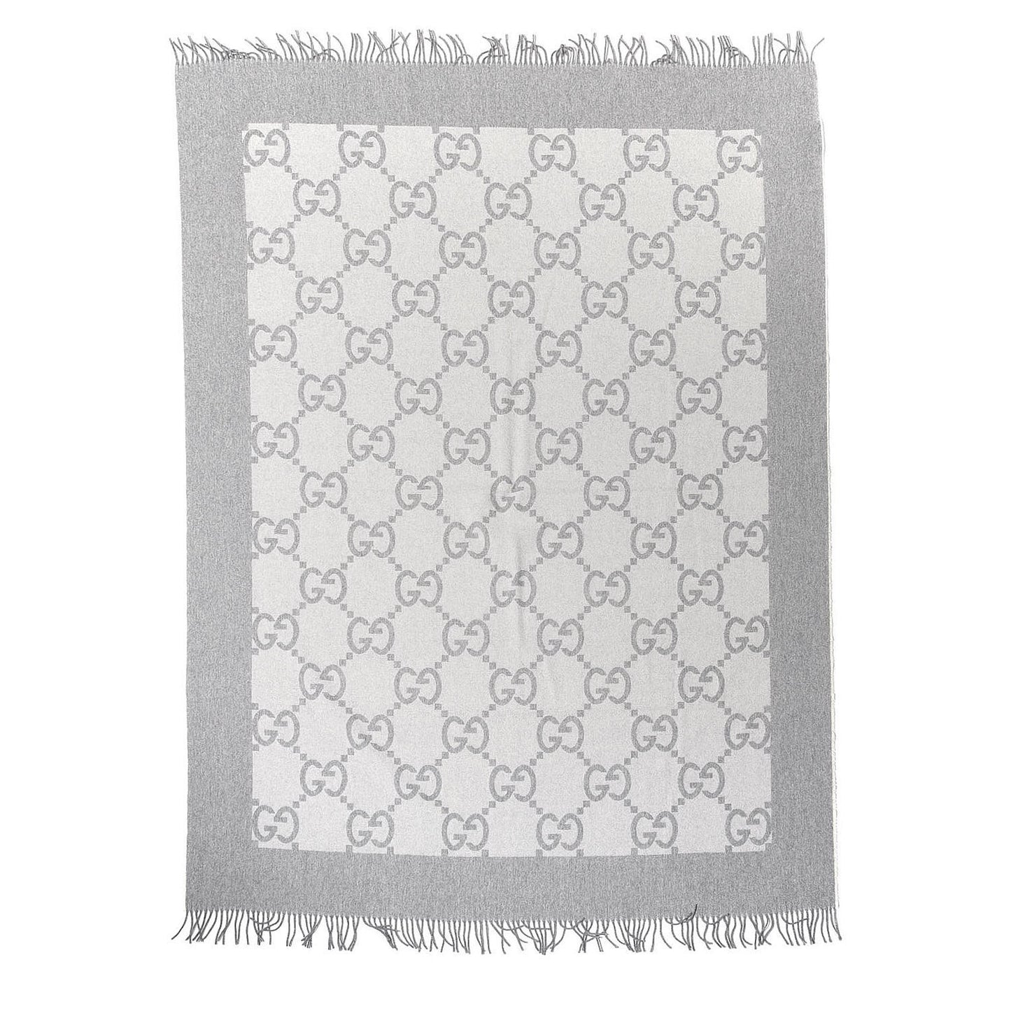 Wool Cashmere GG Monogram Blanket Grey