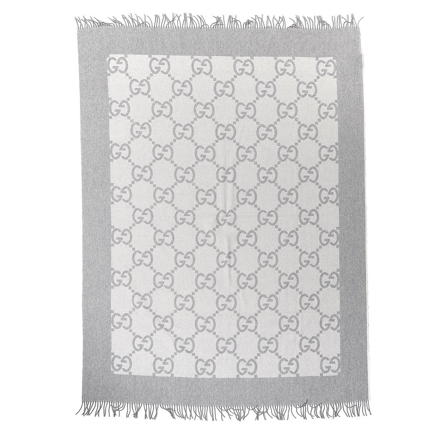 Gucci Wool Cashmere GG Monogram Blanket Grey 1 of 4