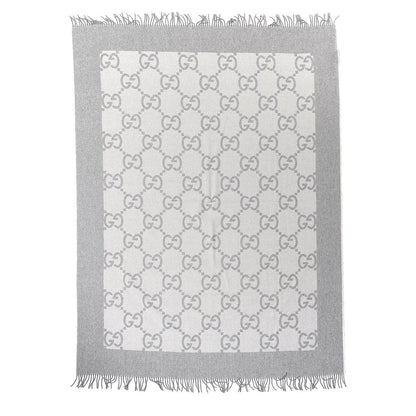 Gucci Wool Cashmere GG Monogram Blanket Grey 1 of 4