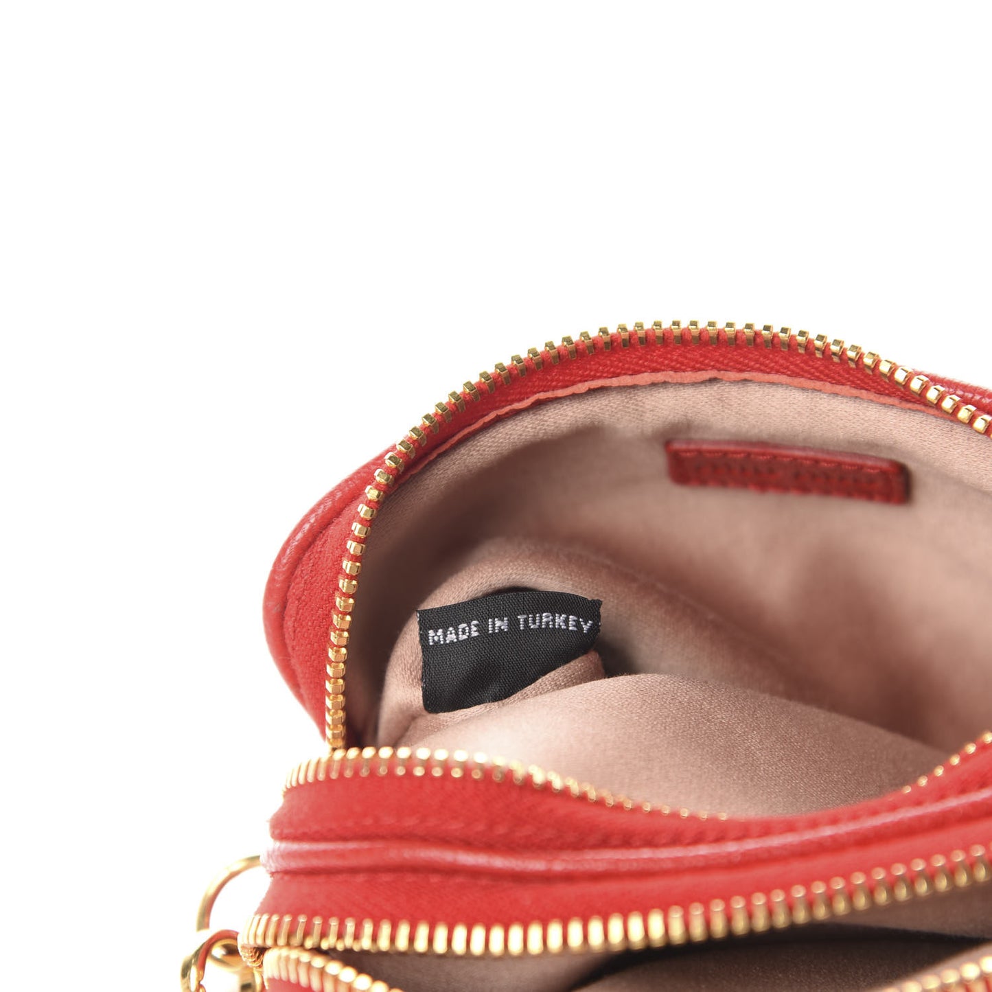 Goatskin Madras Crystal Studded Double Zip Wristlet Rosso