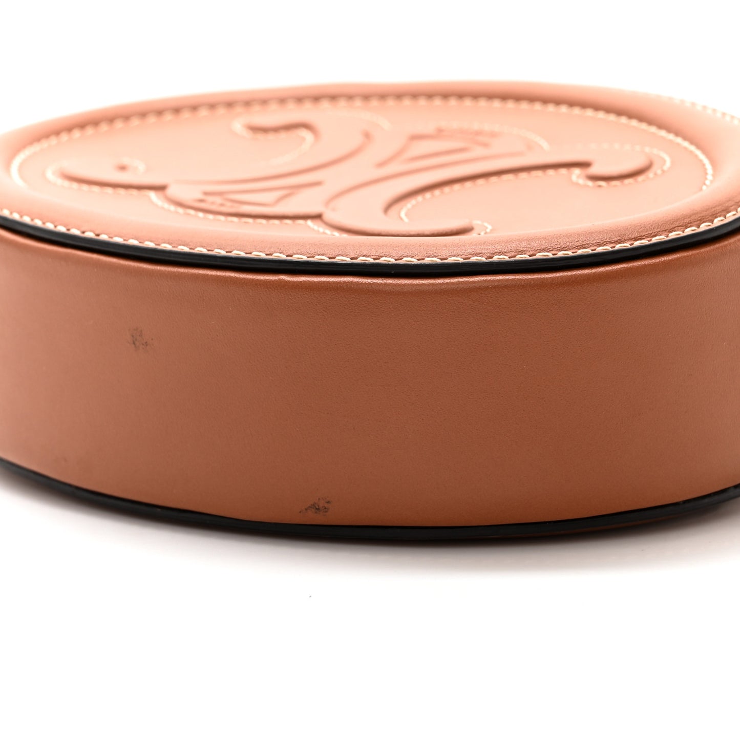 Smooth Calfskin Cuir Small Triomphe Oval Crossbody Purse Tan