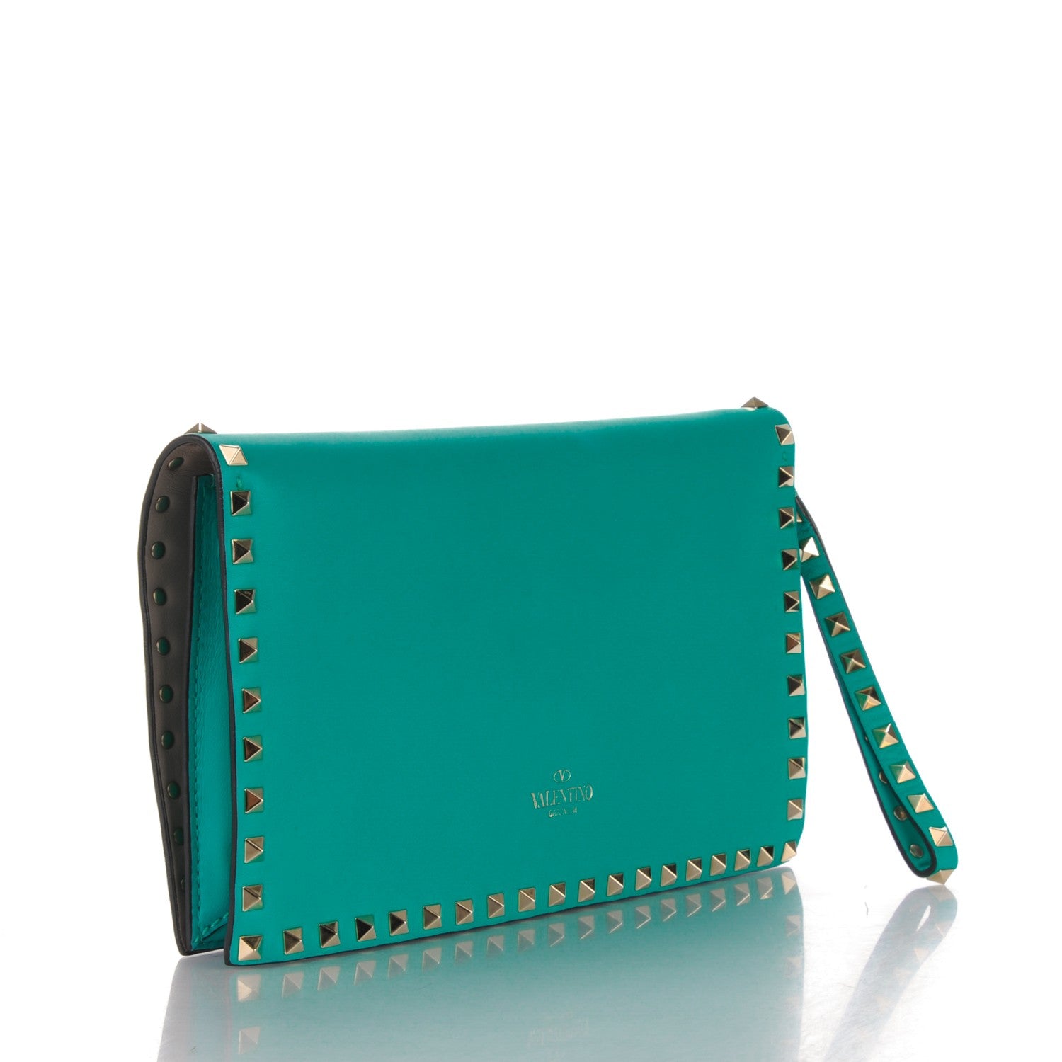 Valentino Garavani Nappa Rockstud Wristlet Clutch Opaline Green 3 of 8