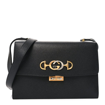 Gucci Grainy Calfskin Small Zumi Shoulder Bag Black 1 of 10